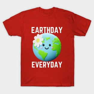 Earthday Everyday Cartoon Earth image T-Shirt